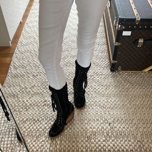 See by Chloe - black suede lace up boots 38